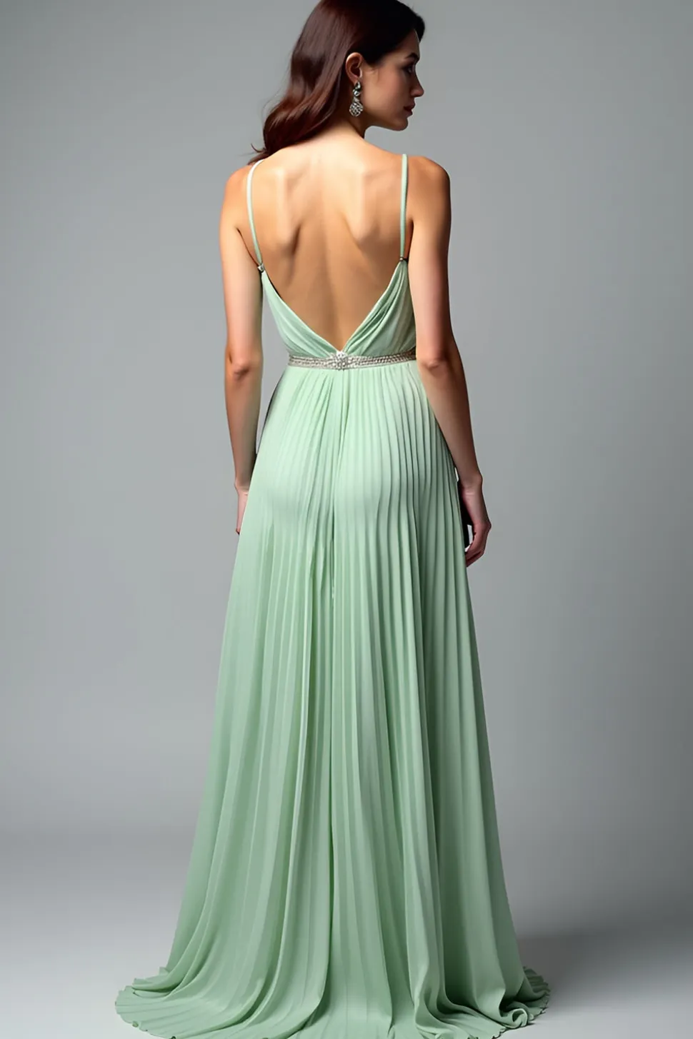 Verde Claro Ruched Uma Linha Esparguete Alças Vestido Madrinha