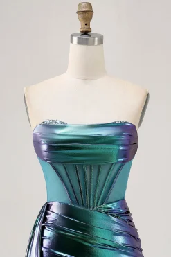 Verde Direto Espartilho Ruched Bodycon Mini Vestido Cocktail