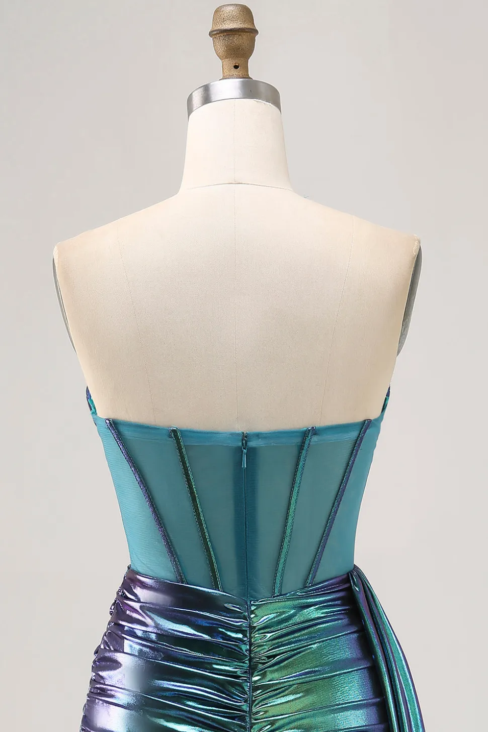 Verde Direto Espartilho Ruched Bodycon Mini Vestido Cocktail
