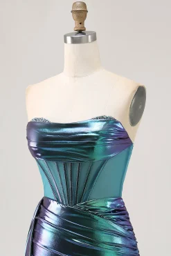 Verde Direto Espartilho Ruched Bodycon Mini Vestido Cocktail