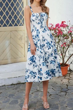 Verde Direto Linha-A Midi Vestido de Verão com Fenda