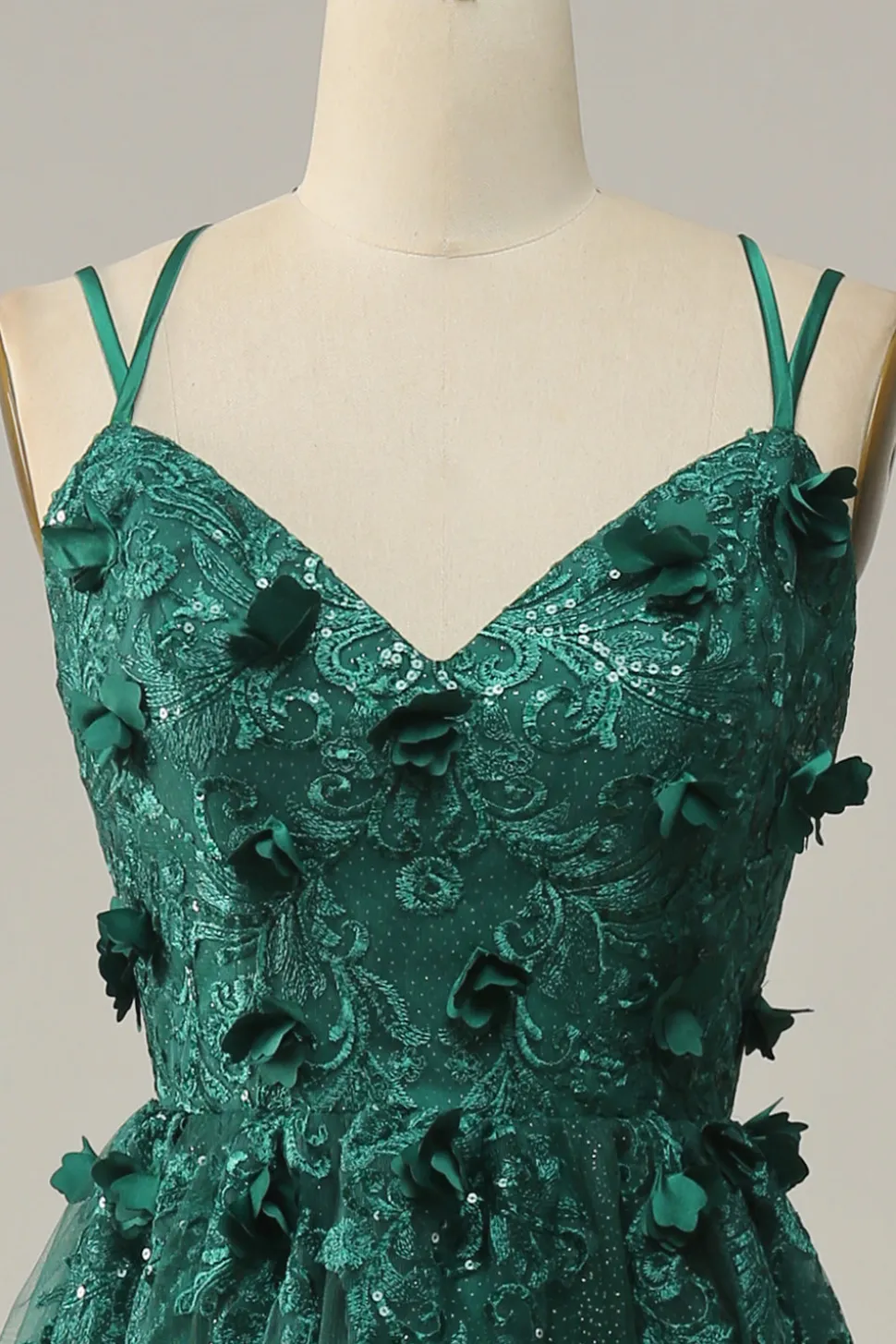 Verde Escuro A Line Tule Vestido de Festa