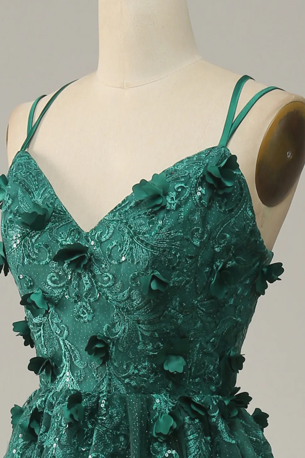 Verde Escuro A Line Tule Vestido de Festa