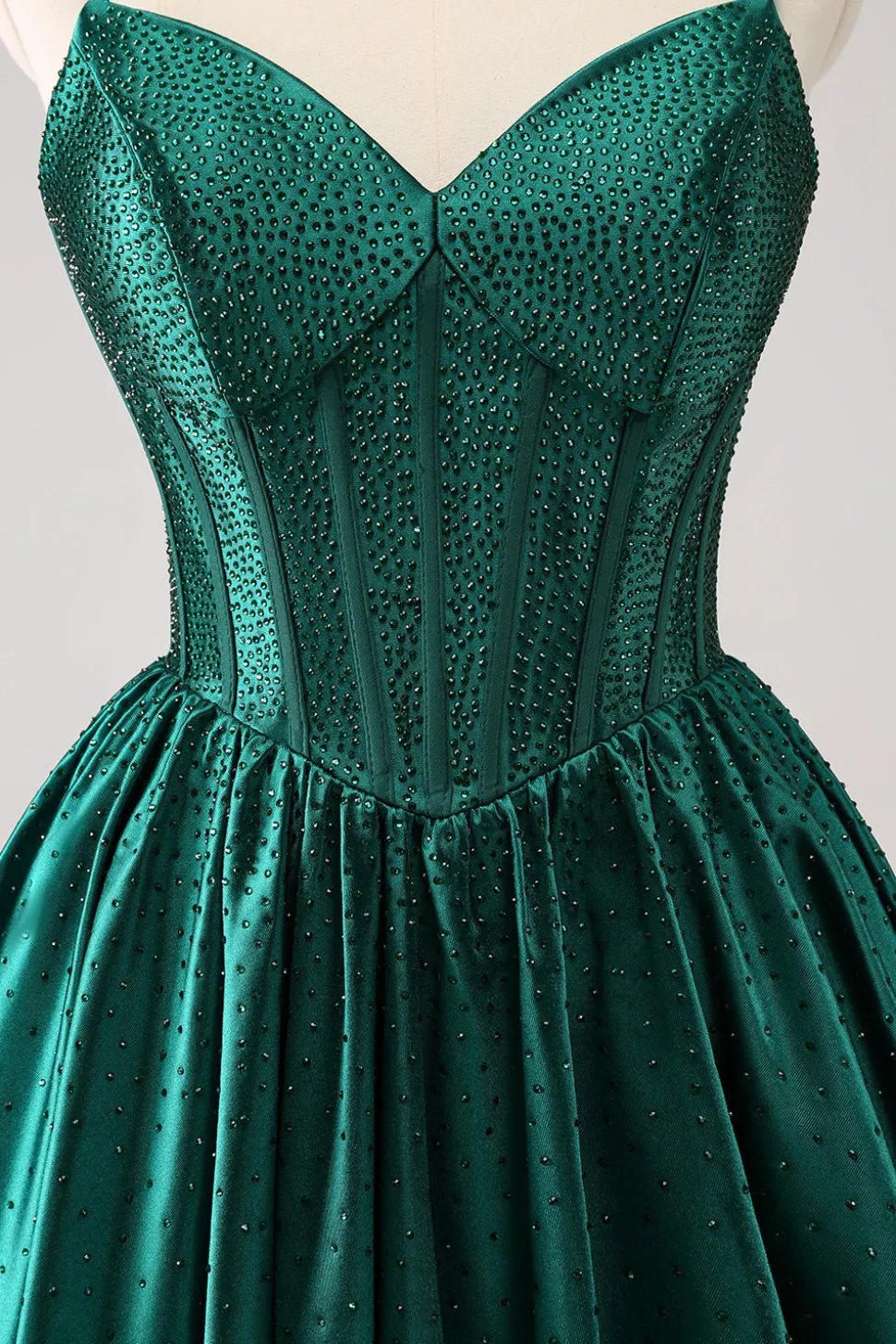 Verde escuro A-Line espaguete correias espartilho plissado homecoming vestido