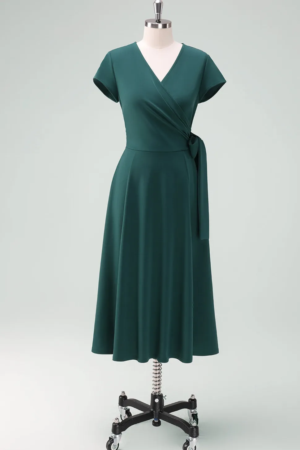Verde escuro A-Line Vestido da Mãe da Noiva com mangas curtas