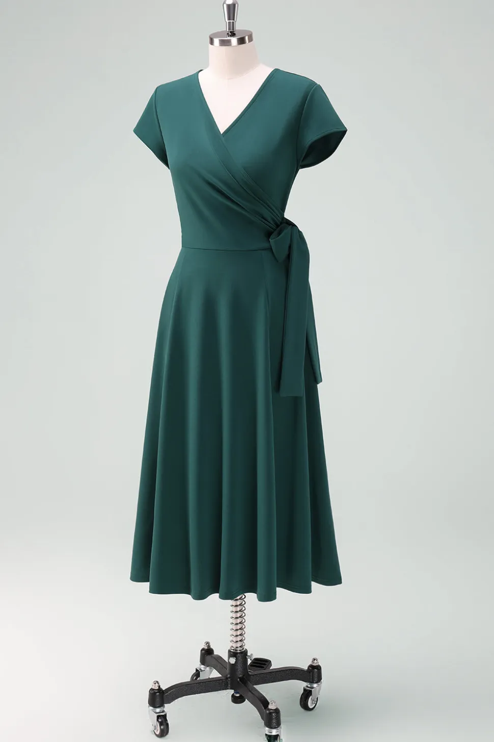 Verde escuro A-Line Vestido da Mãe da Noiva com mangas curtas