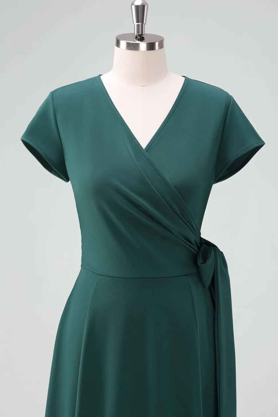 Verde escuro A-Line Vestido da Mãe da Noiva com mangas curtas