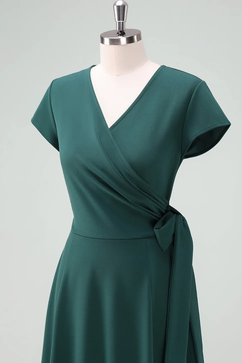 Verde escuro A-Line Vestido da Mãe da Noiva com mangas curtas