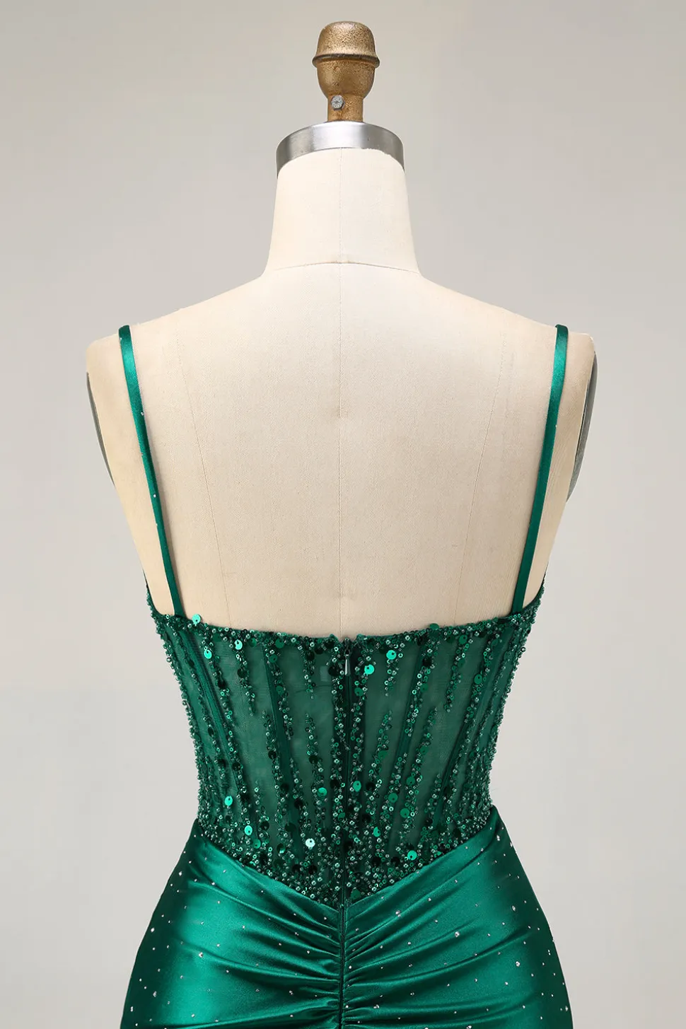 Verde escuro bodycon espartilho sequins cetim homecoming vestido