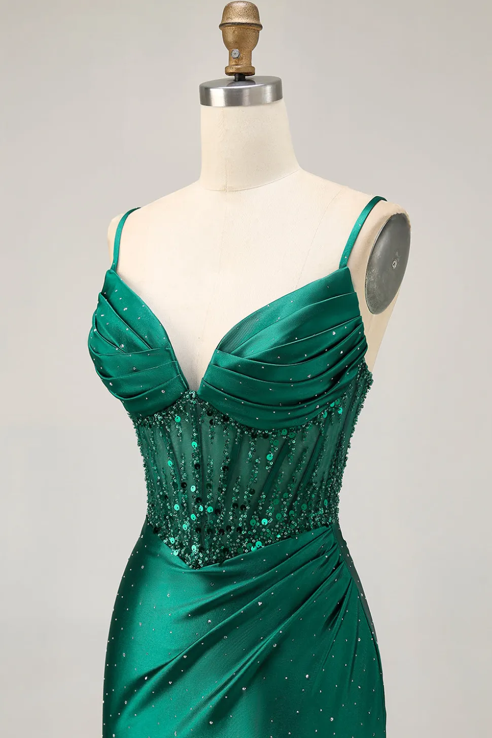 Verde escuro bodycon espartilho sequins cetim homecoming vestido
