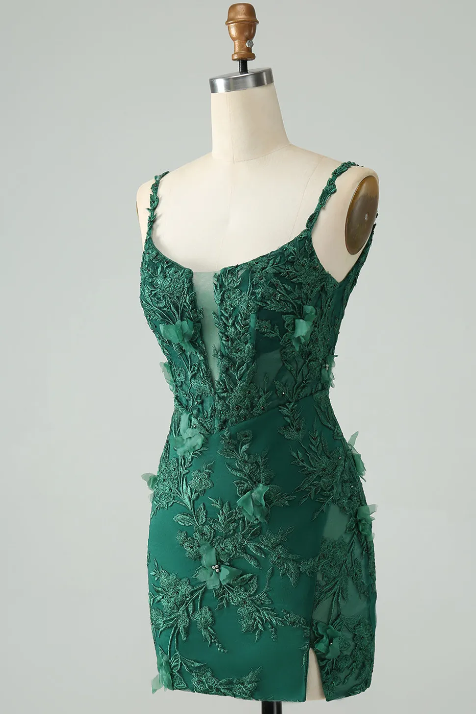 Verde escuro Bodycon Esparguete Correias Vestido Curto Homecoming com Apliques