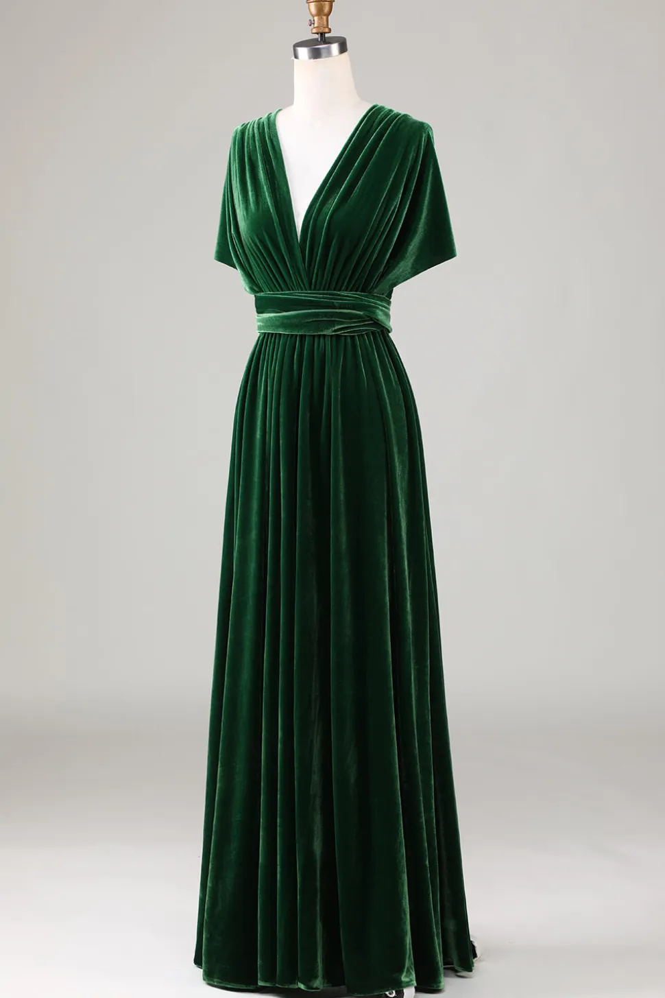 Verde Escuro Covertible Usar Veludo Vestido de Dama de Honor
