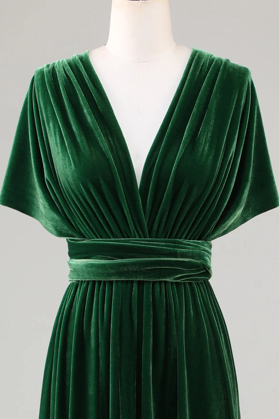 Verde Escuro Covertible Usar Veludo Vestido de Dama de Honor