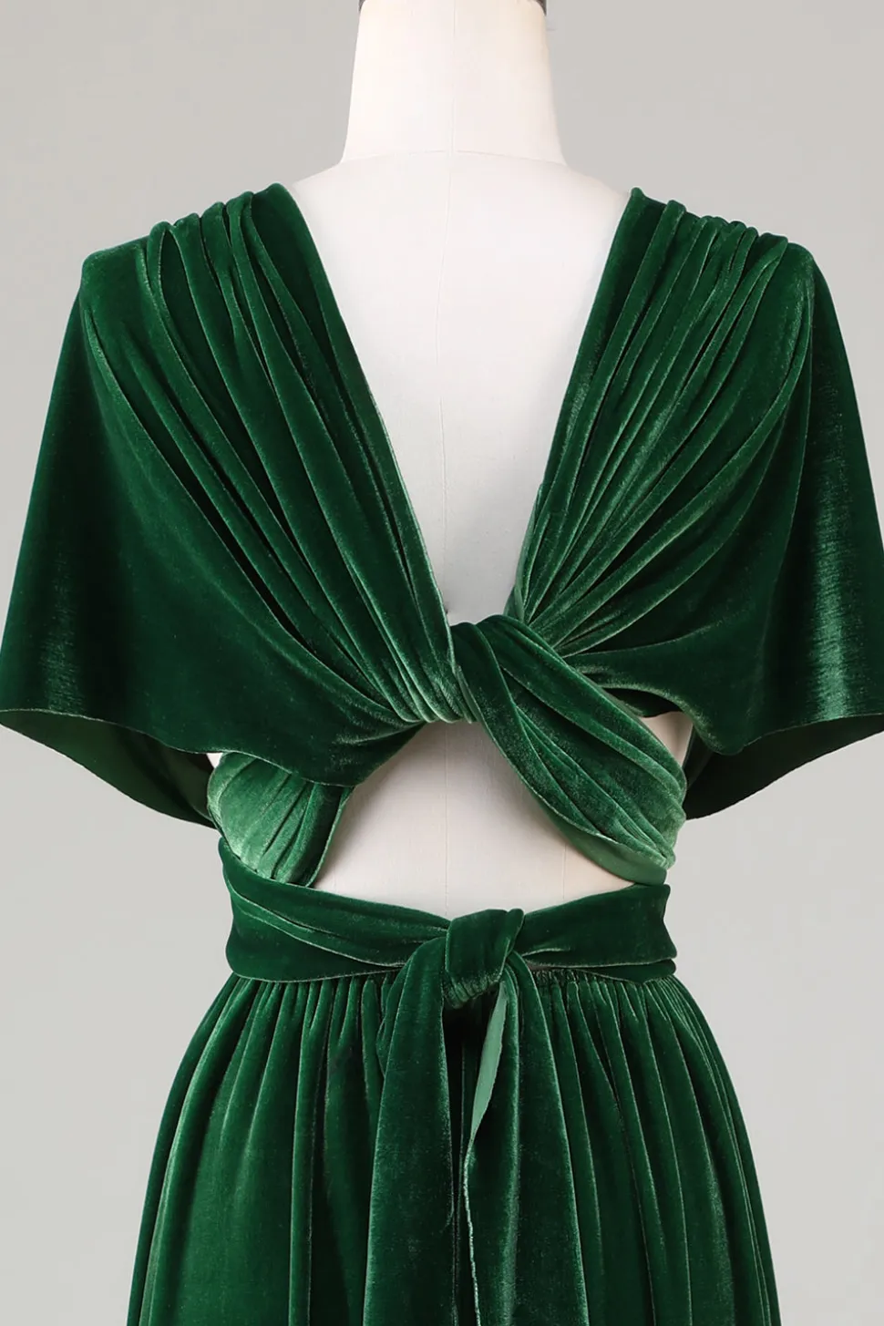 Verde Escuro Covertible Usar Veludo Vestido de Dama de Honor