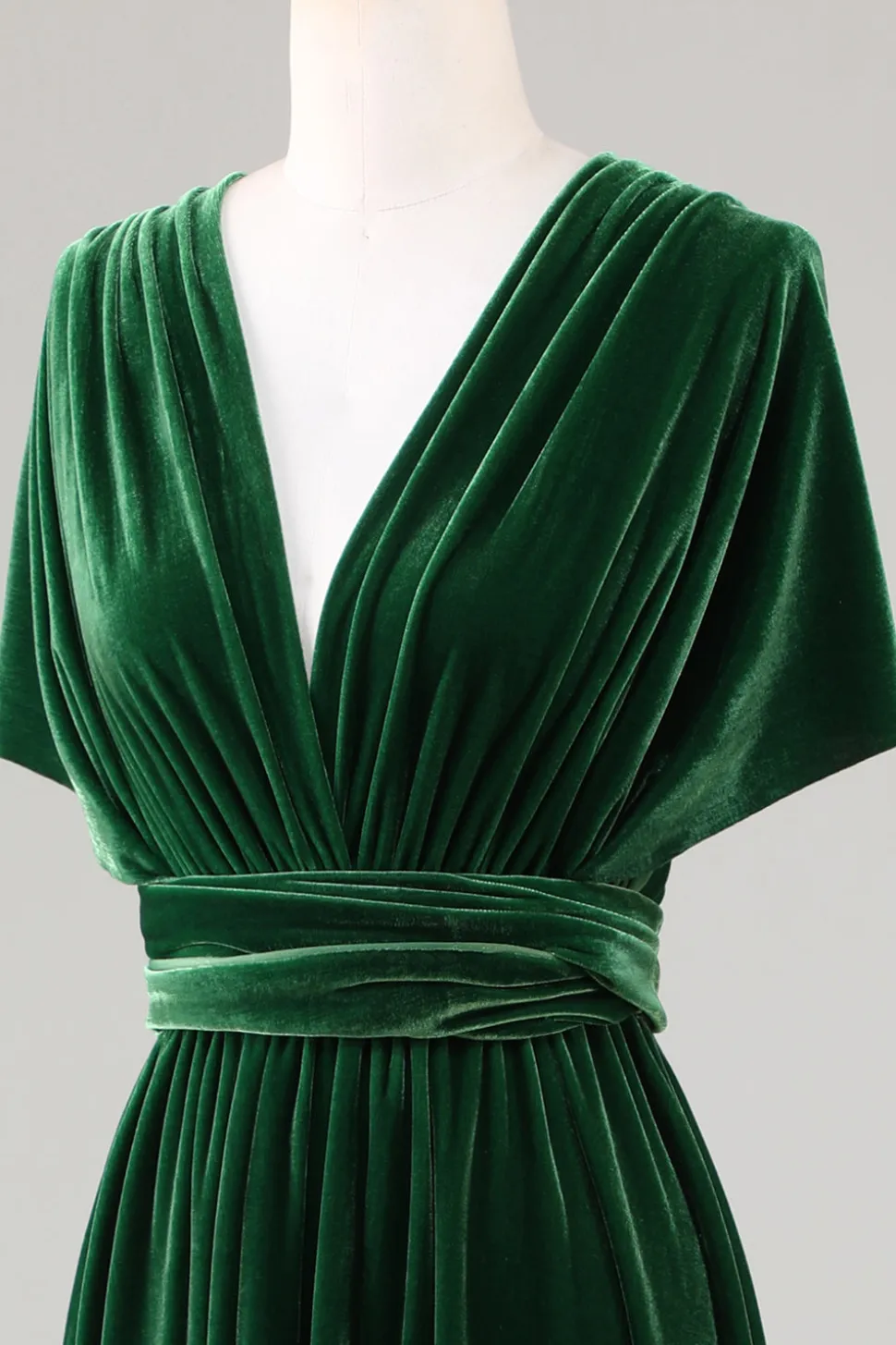 Verde Escuro Covertible Usar Veludo Vestido de Dama de Honor
