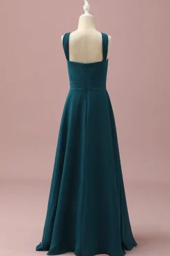 Verde Escuro Halter A-Line Vestido Dama de Honor