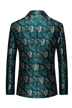 Verde Escuro Jacquard Blazer Masculino