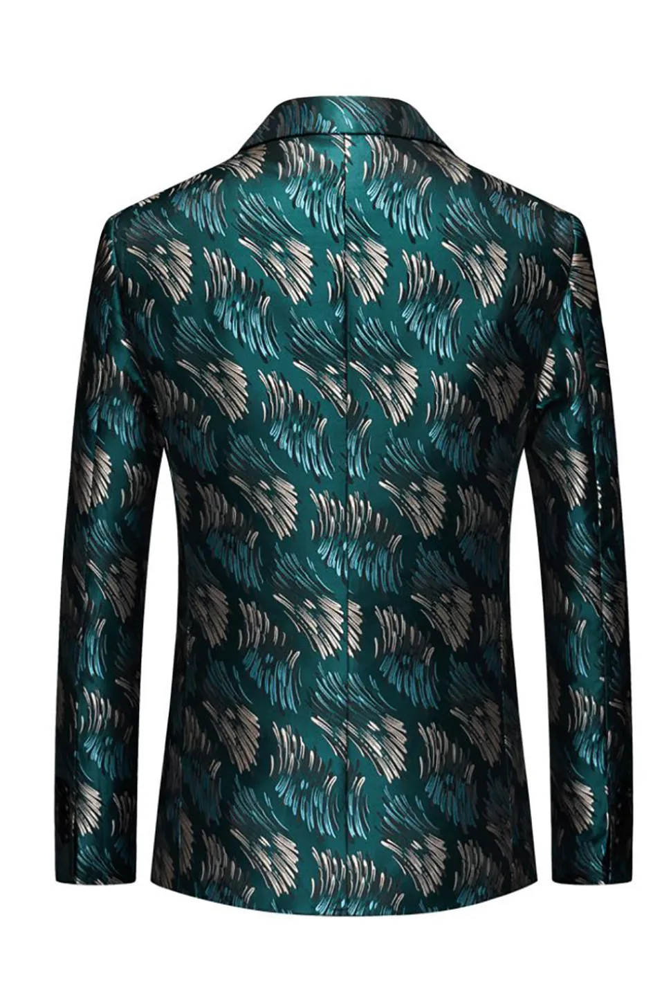 Verde Escuro Jacquard Blazer Masculino