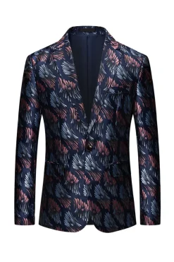 Verde Escuro Jacquard Blazer Masculino