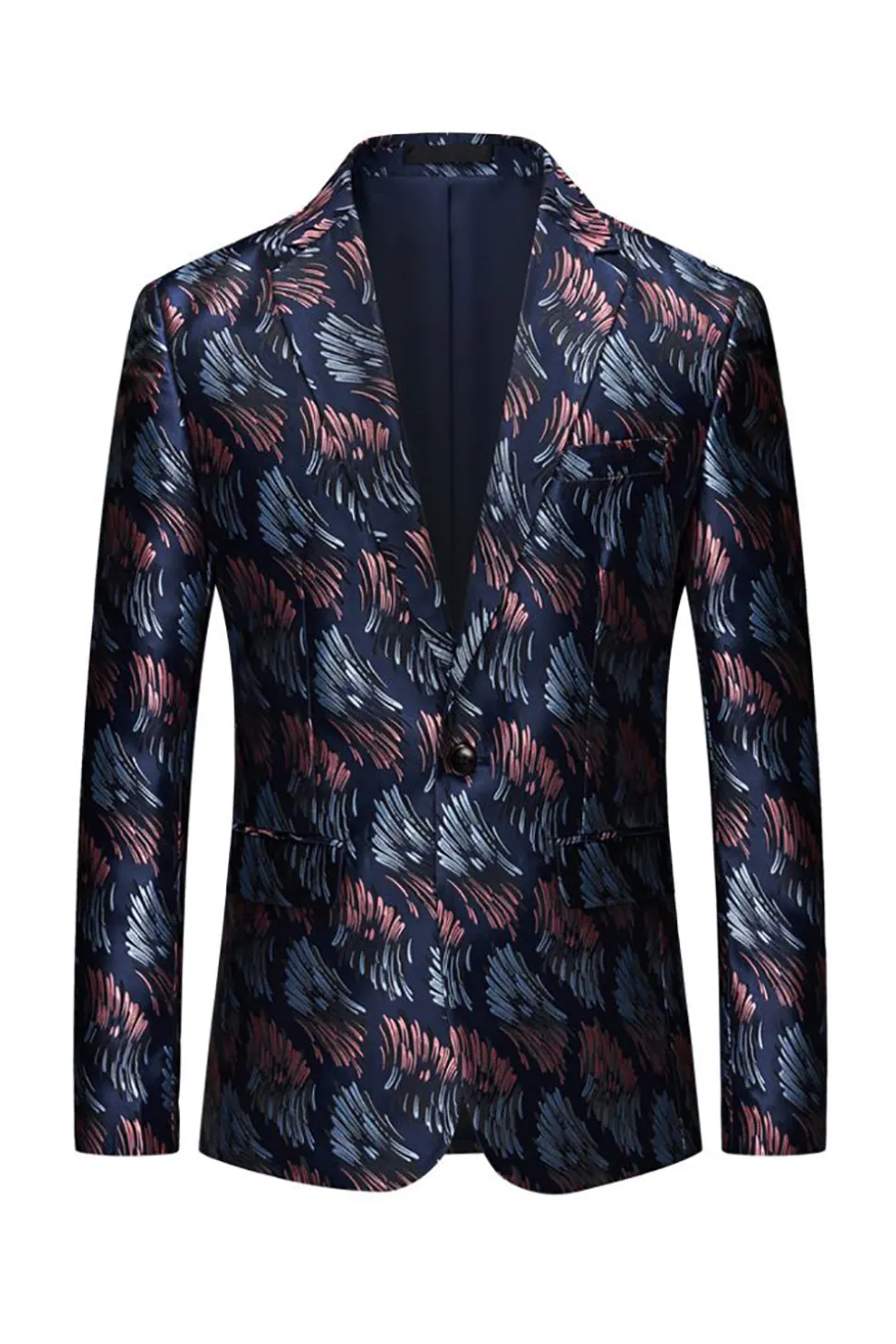 Verde Escuro Jacquard Blazer Masculino