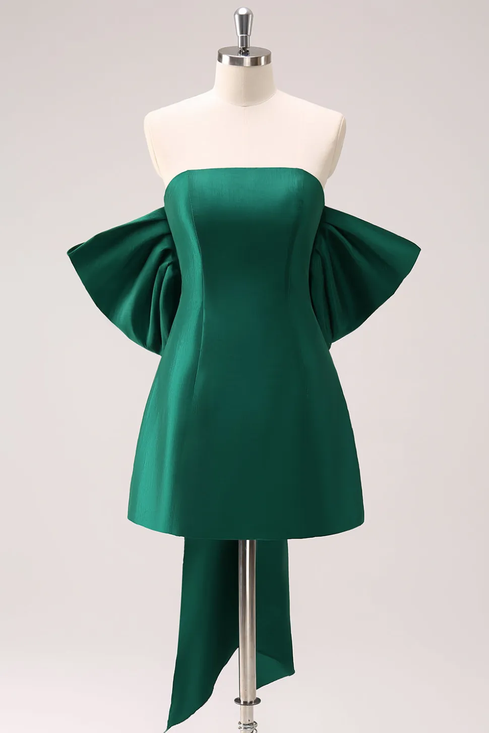Verde escuro sem alças uma linha curto Homecoming Dress com arco