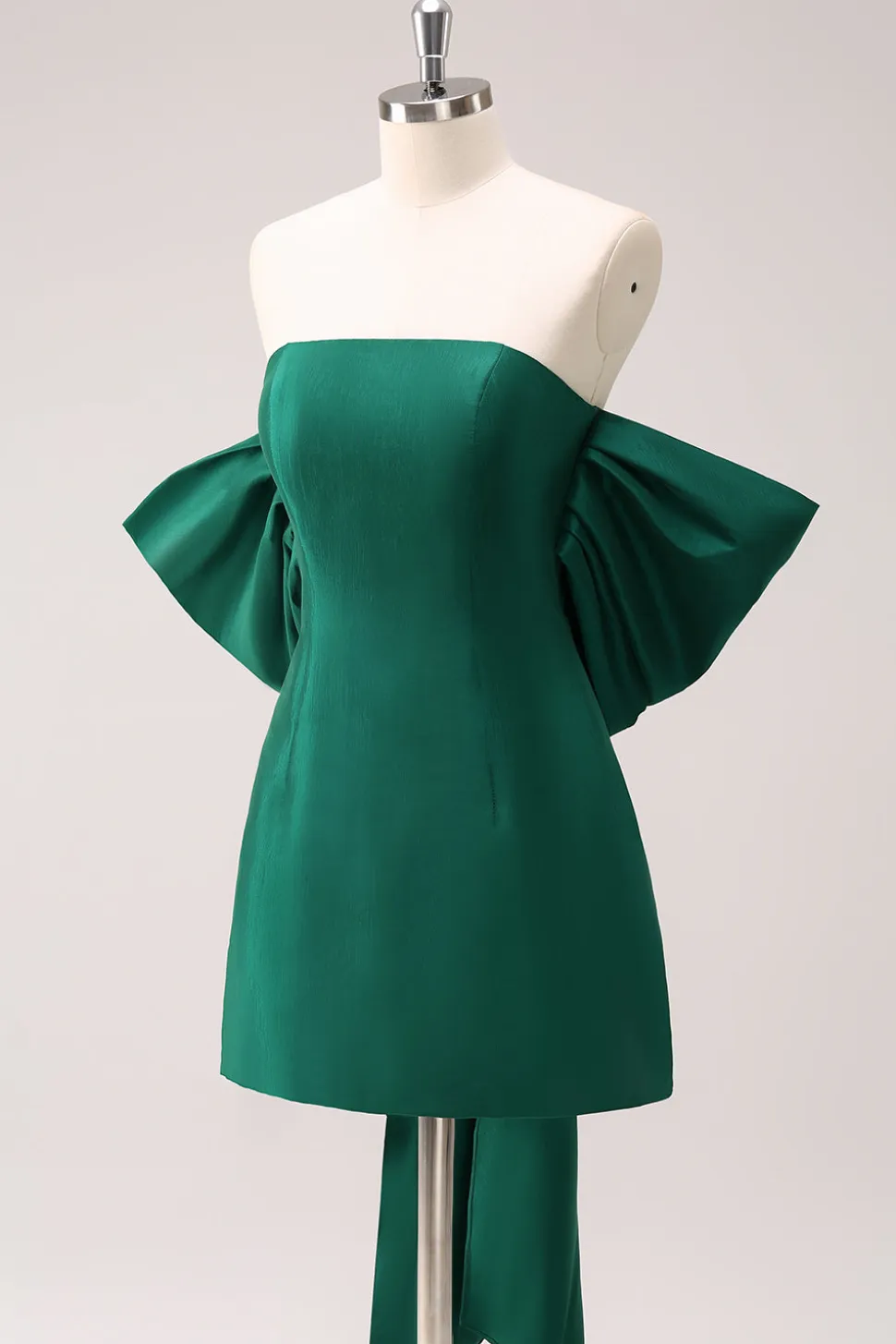 Verde escuro sem alças uma linha curto Homecoming Dress com arco