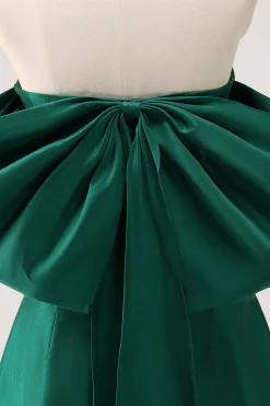 Verde escuro sem alças uma linha curto Homecoming Dress com arco