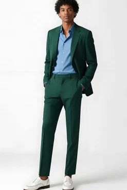 Verde Escuro Single Breasted 2 Piece Notched Lapela Ternos Masculinos