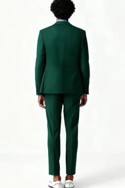 Verde Escuro Single Breasted 2 Piece Notched Lapela Ternos Masculinos
