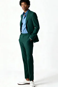 Verde Escuro Single Breasted 2 Piece Notched Lapela Ternos Masculinos
