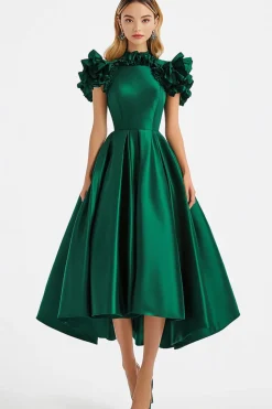 Verde escuro Uma linha fora do Shouler com vestido formal de babados