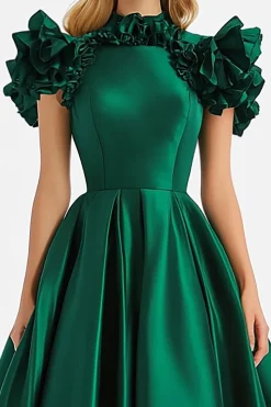 Verde escuro Uma linha fora do Shouler com vestido formal de babados