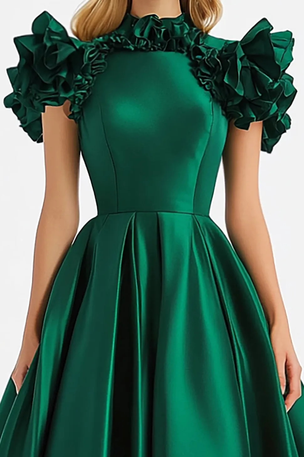 Verde escuro Uma linha fora do Shouler com vestido formal de babados