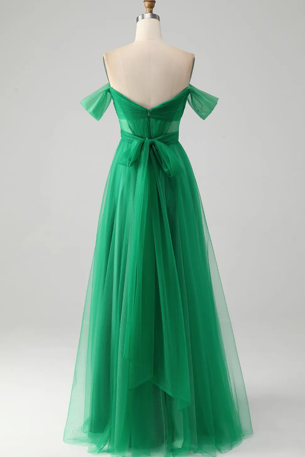 Verde escuro Uma linha fora do ombro espartilho longo vestido de baile