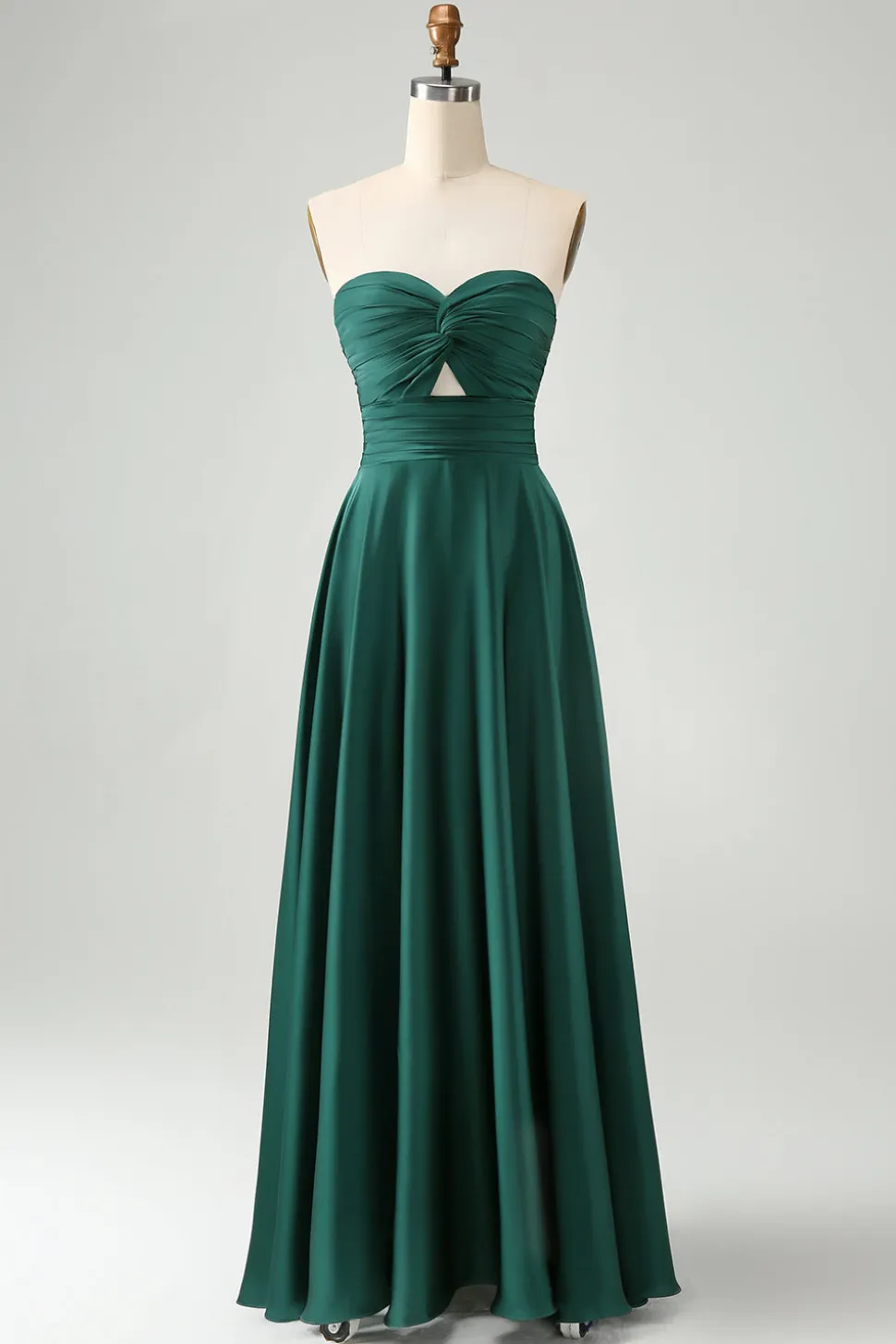 Verde escuro Uma linha querida Keyhole Long Bridesmaid Dress