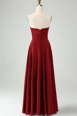 Verde escuro Uma linha querida Keyhole Long Bridesmaid Dress