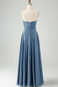 Verde escuro Uma linha querida Keyhole Long Bridesmaid Dress