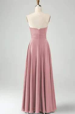 Verde escuro Uma linha querida Keyhole Long Bridesmaid Dress