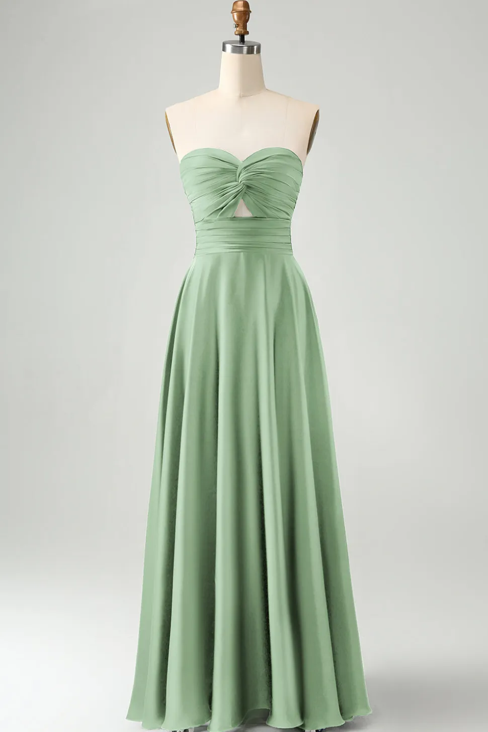 Verde escuro Uma linha querida Keyhole Long Bridesmaid Dress