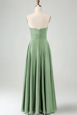 Verde escuro Uma linha querida Keyhole Long Bridesmaid Dress