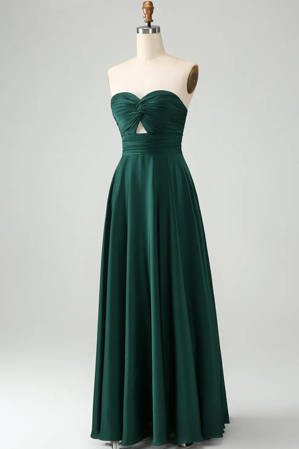 Verde escuro Uma linha querida Keyhole Long Bridesmaid Dress