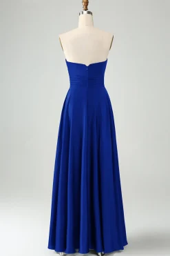 Verde escuro Uma linha querida Keyhole Long Bridesmaid Dress