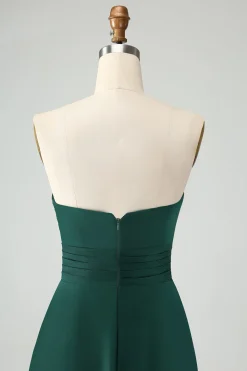 Verde escuro Uma linha querida Keyhole Long Bridesmaid Dress