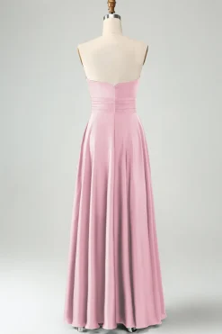 Verde escuro Uma linha querida Keyhole Long Bridesmaid Dress