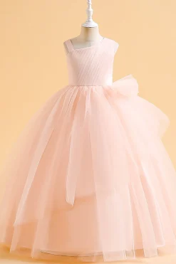 Verde escuro Uma linha sem mangas vestido de menina