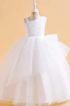 Verde escuro Uma linha sem mangas vestido de menina