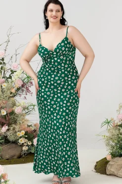 Verde Floral Estampado Vestido de Verão Tamanho Grande