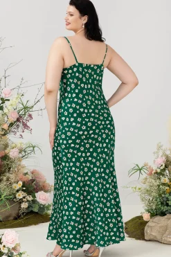 Verde Floral Estampado Vestido de Verão Tamanho Grande