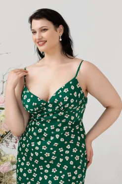 Verde Floral Estampado Vestido de Verão Tamanho Grande