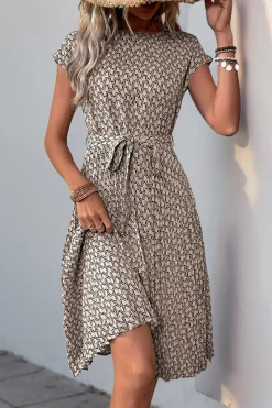 Verde Flores Linha-A Midi Vestido de Verão
